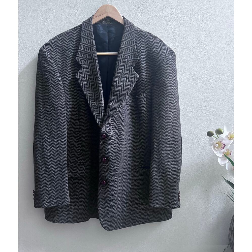 J.D. Christopher London NY‎ Wool Lambswool Tweed Blazer 48R Elbow Patch Jacket